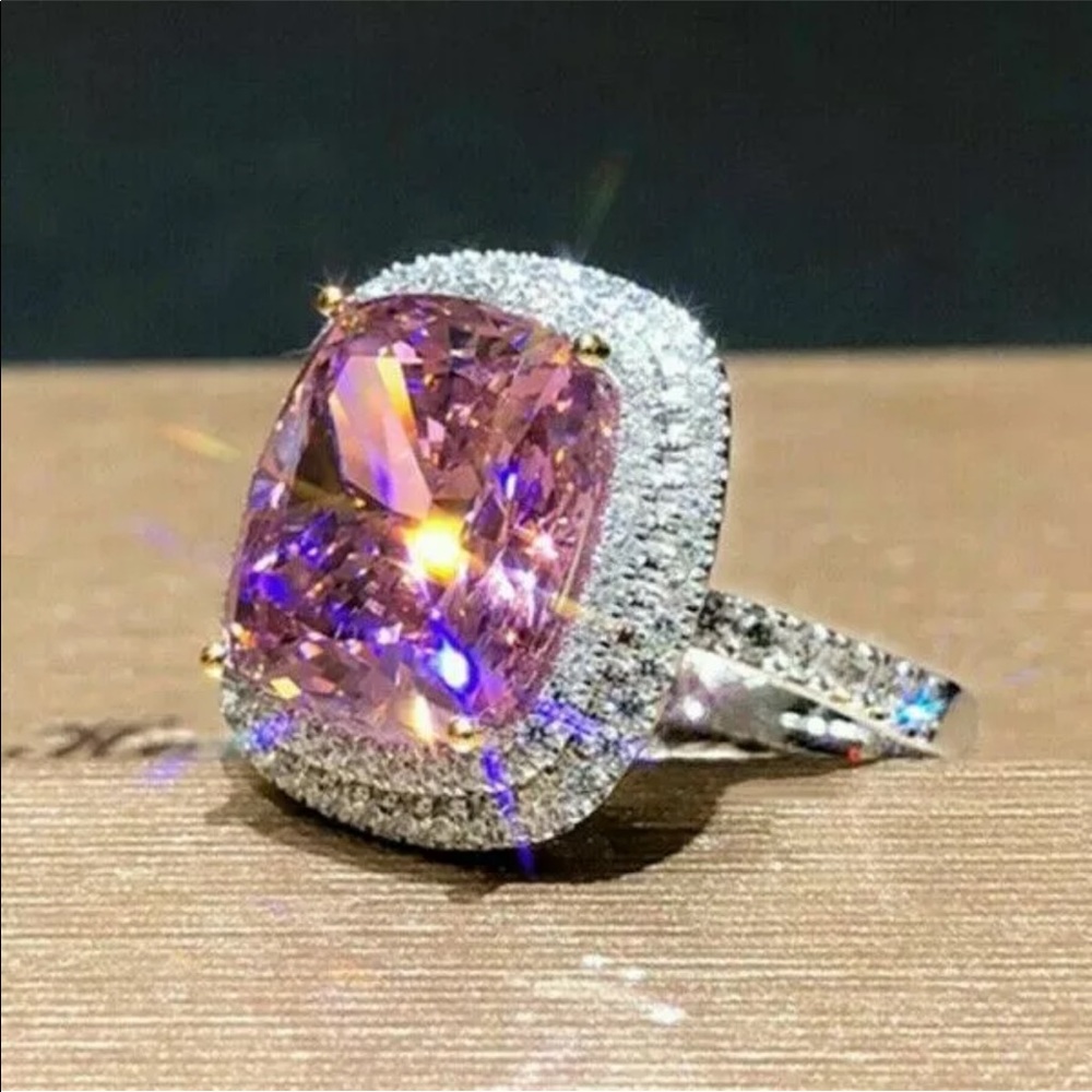 New 925 Silver Pink Sapphire Women’s Ring - Picture 3 of 4